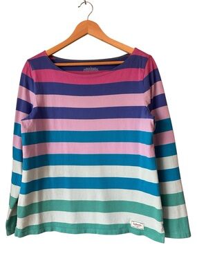 Authentic Talbots Tee - Orchid Stripe -- Long Sleeve -- Summer Top, Medium